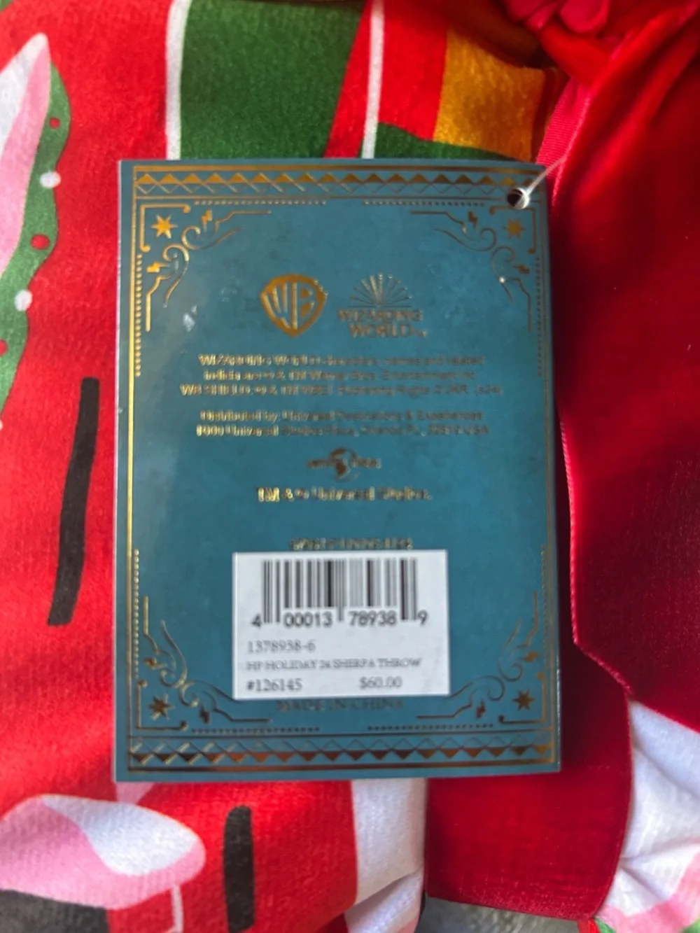 Hogsmeade Christmas Sherpa Blanket - Red & Green Holiday Throw